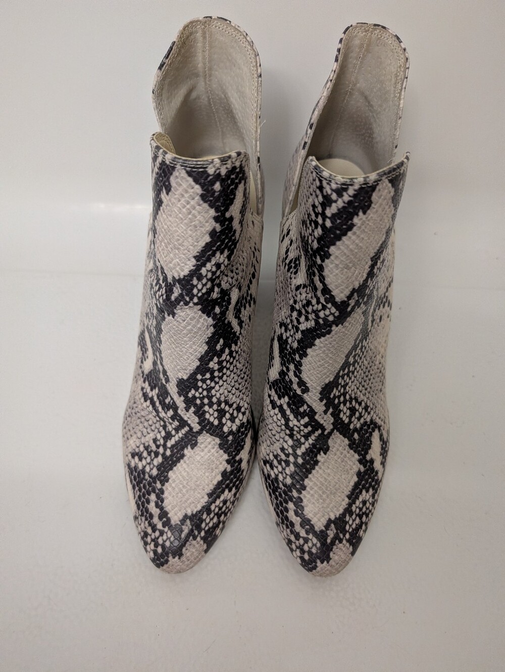 Steve Madden Black and Cream Snake-Print Ankle Booties